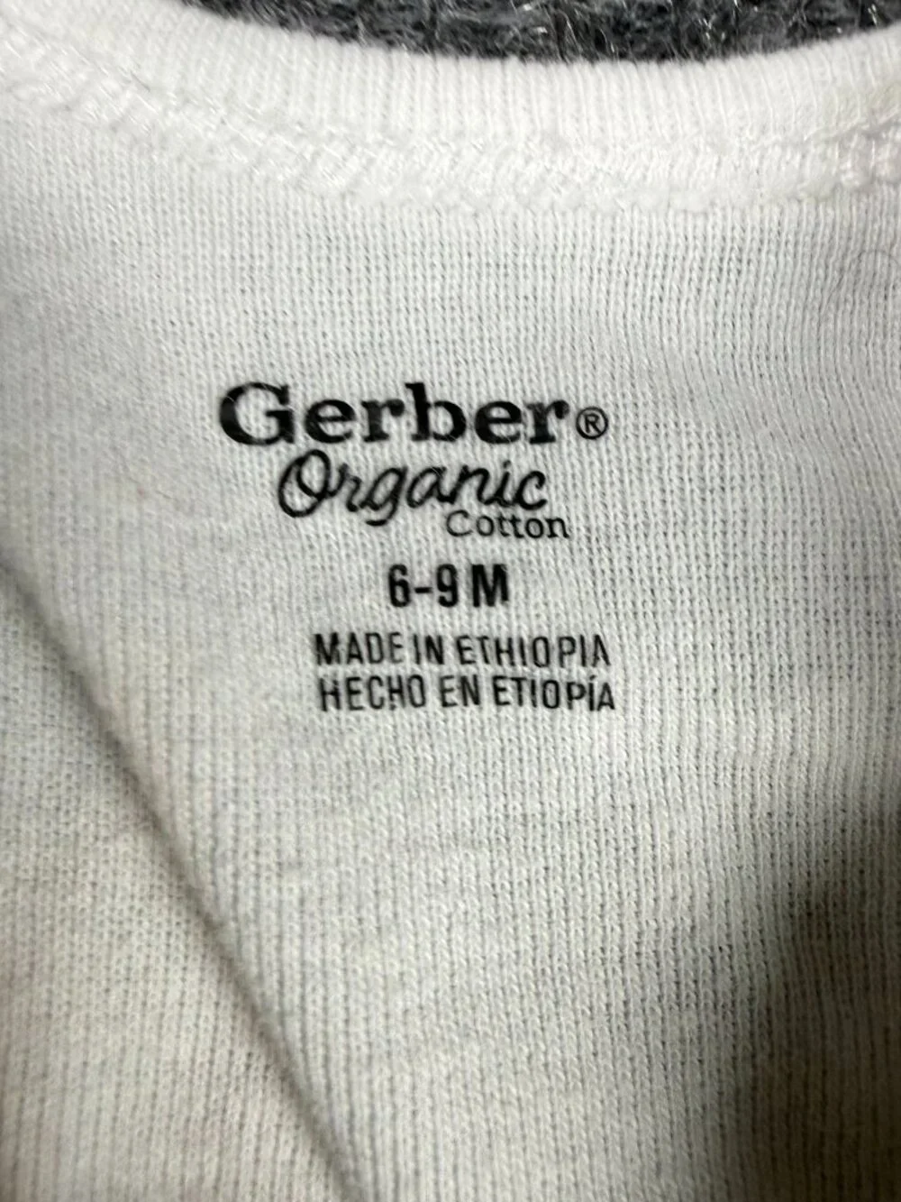 Gerber Organic Cotton Short Sleeve Baby Onesie Bodysuit White Size 6-9M
